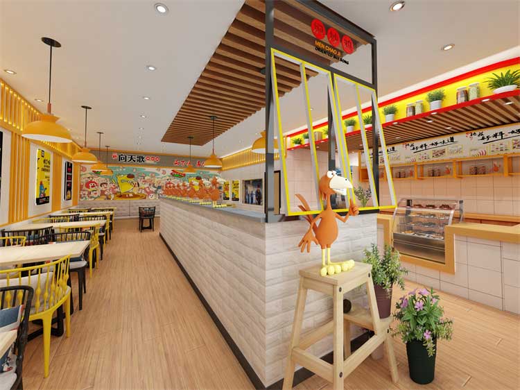 100平米小快餐店设计布局效果图