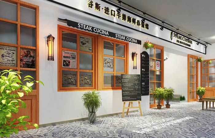 进口牛排西餐厅装修设计效果图